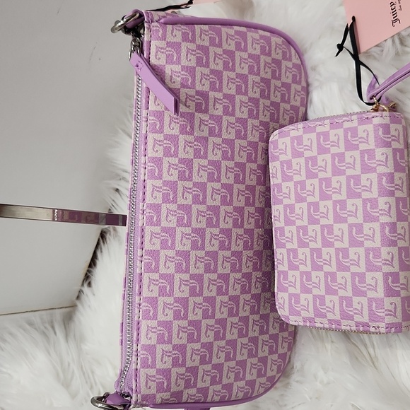 💜🔹️Juicy Couture🔹️ violet tulle fashionista shoulder bag + wallet Bundle Set - Picture 9 of 10